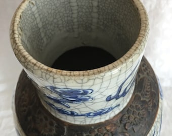 19 世紀中国の青白ひび割れ模様の花瓶 - Etsy 日本