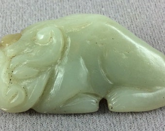 Chinese Antique Jade Hand Carved Dog Figure