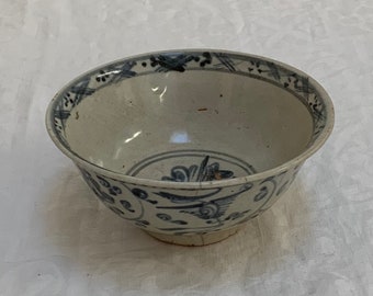 Chinese Antique Blue and White Porcelain Bowl Yuan Ming Dynasty Porcelain