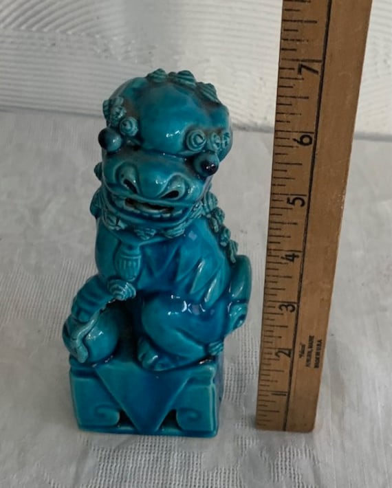 アンティーク中国磁器陶器ターコイズフー犬の置物 - Etsy 日本