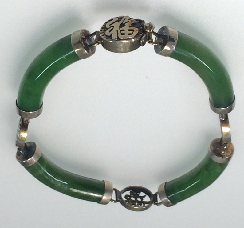 Antique Sterling Silver Fine Quality Jade link bracelet with Etsy
