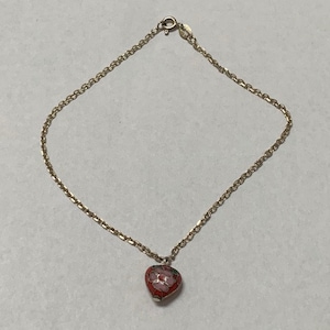 MWS Italy 925 Sterling Silver Bracelet with a Chinese Enamel Cloisonne Heart Charm