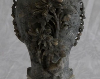 Exquisite Antique Chinese Soapstone Carving Lovely Vase