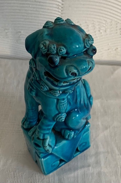 アンティーク中国磁器陶器ターコイズフー犬の置物 - Etsy 日本