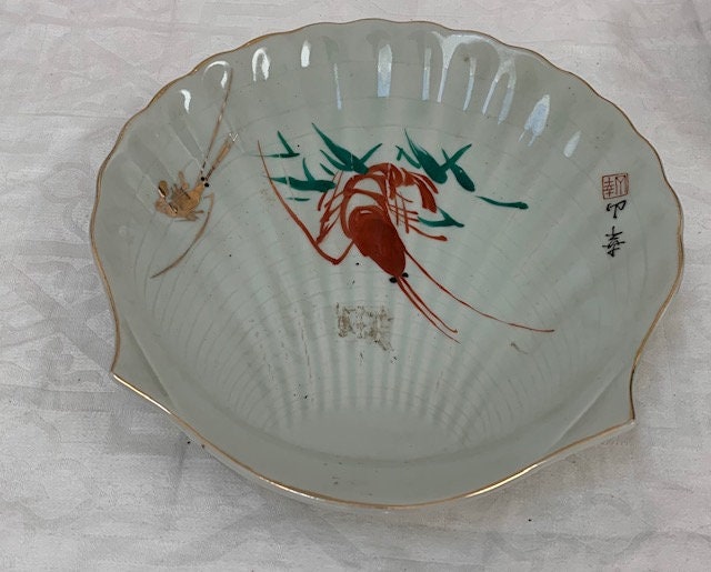 ヴィンテージ 日本製 青磁 青釉 手描き エビ皿 - Etsy 日本