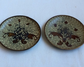 A Pair of Antique Chinese Qianlong Period Enamel Tray or Platter Hand Painted