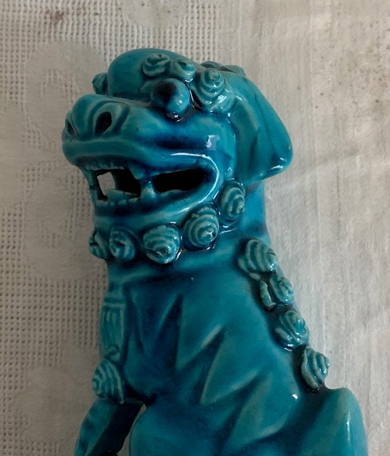 アンティーク中国磁器陶器ターコイズフー犬の置物 - Etsy 日本