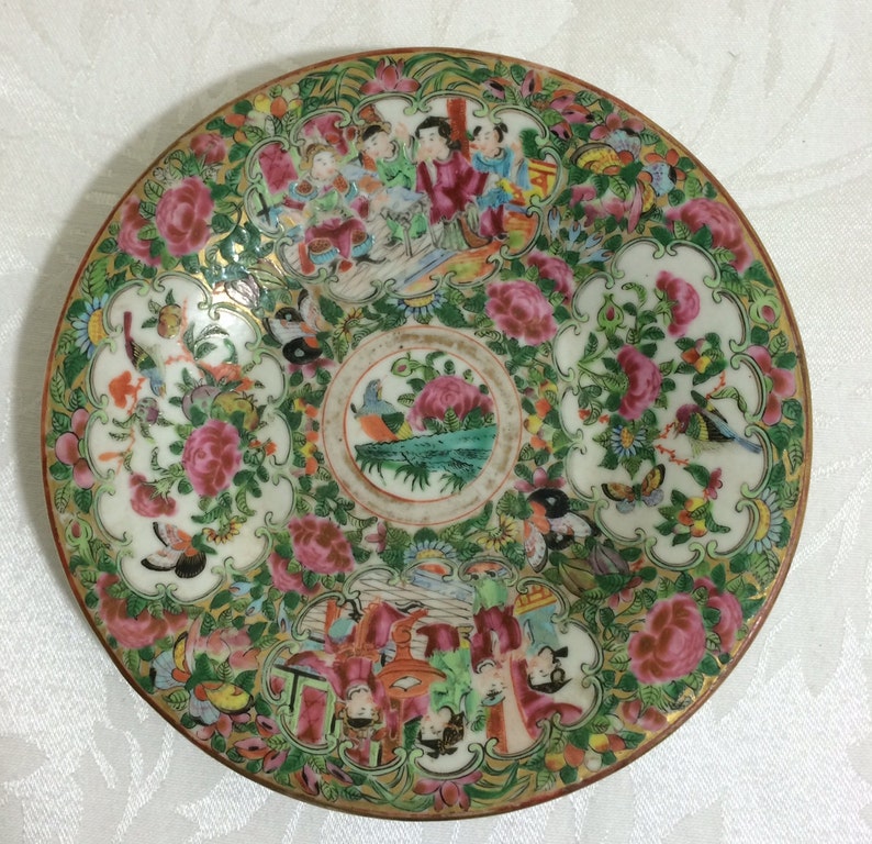 Chinese Hand Painted Antique Famille Rose Enameled Plate Qing - Etsy
