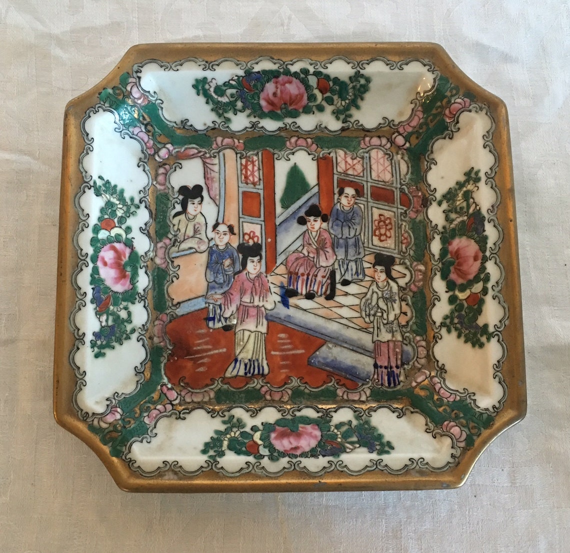 Chinese Export Porcelain Rose Medallion Rectangular Open Etsy