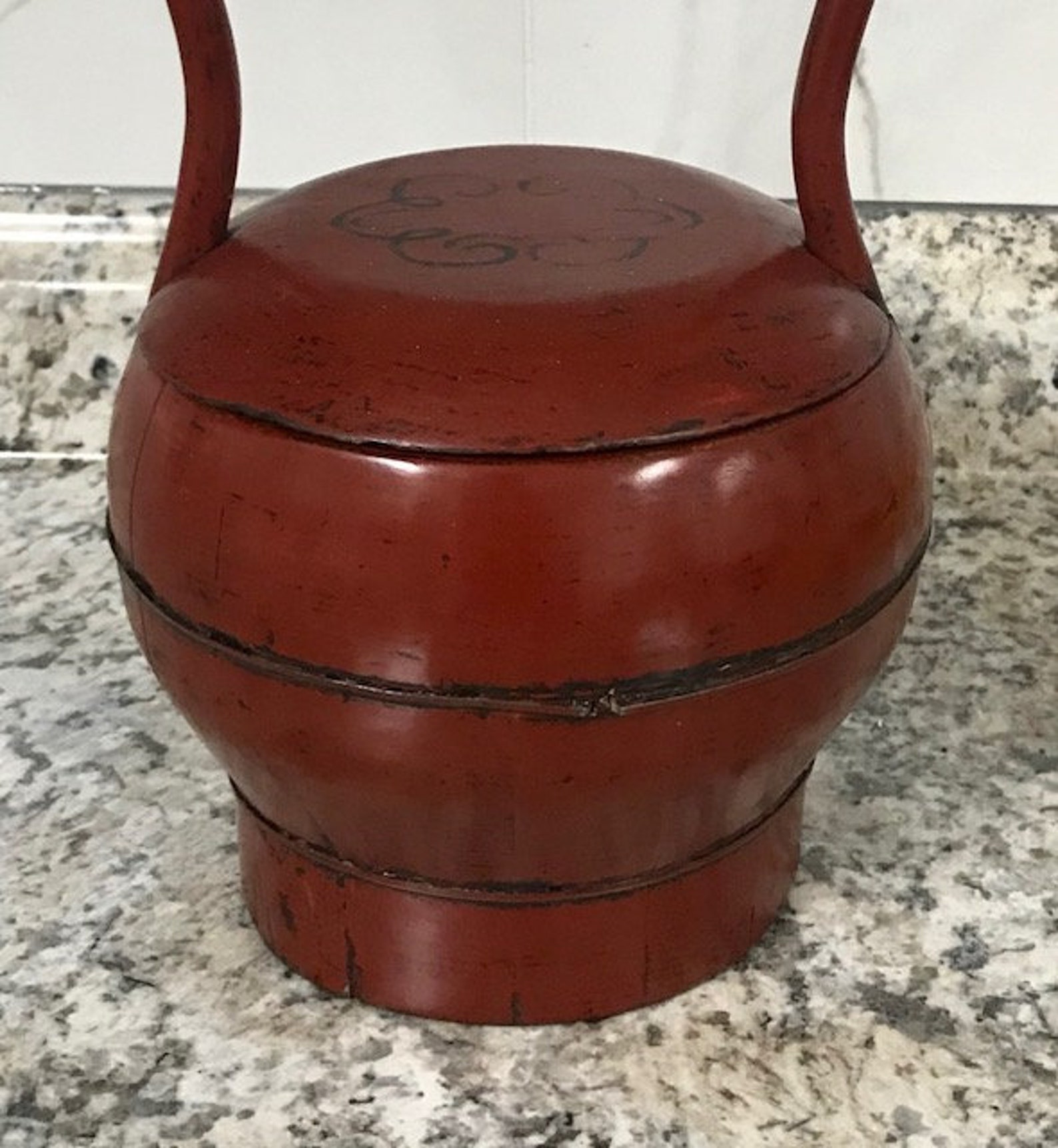 Antique Chinese Wooden Wedding Basket With Lid Etsy