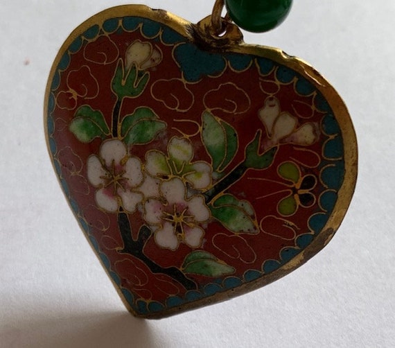 Chinese Antique Cloisonne Bead Red Floral Necklac… - image 6