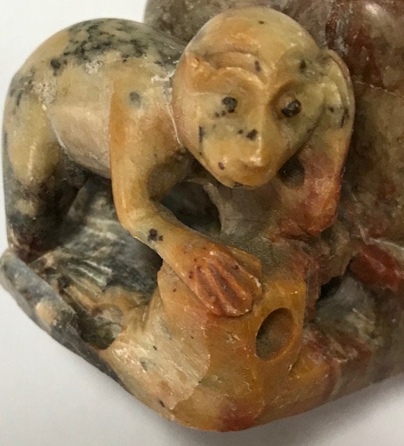 Vintage Chinese Hand Carved Soapstone of Three Monkeys Etsy