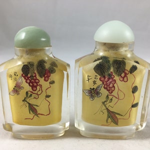 アンティーク　中国骨董　嗅ぎタバコ瓶 アンティーク嗅ぎタバコ瓶 中国 1950年頃 手描き 桜の花 嗅ぎタバコ瓶