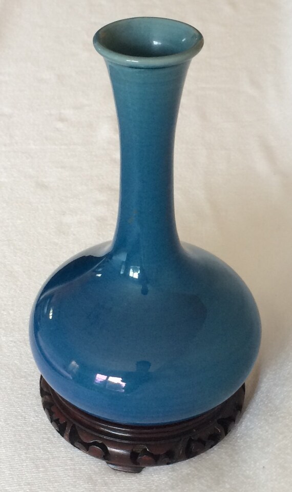 Antique Japanese Awaji Chamber Stick Teal Blue Awaji Pottery Etsy