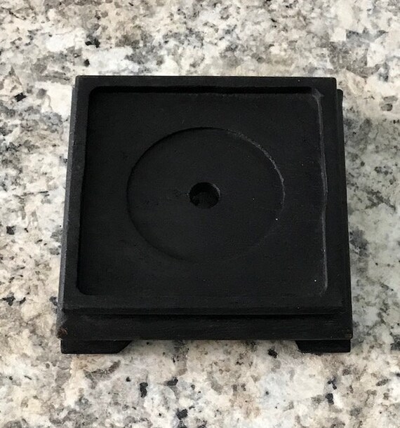 Chinese Vintage Carved Square Black Hard Wooden Vase Stand Etsy