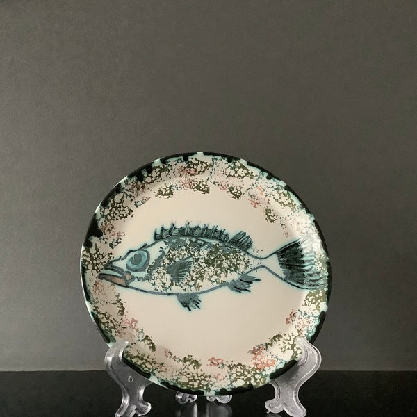 Vintage Hand Painted Honiton Studio Pottery Fish Plate