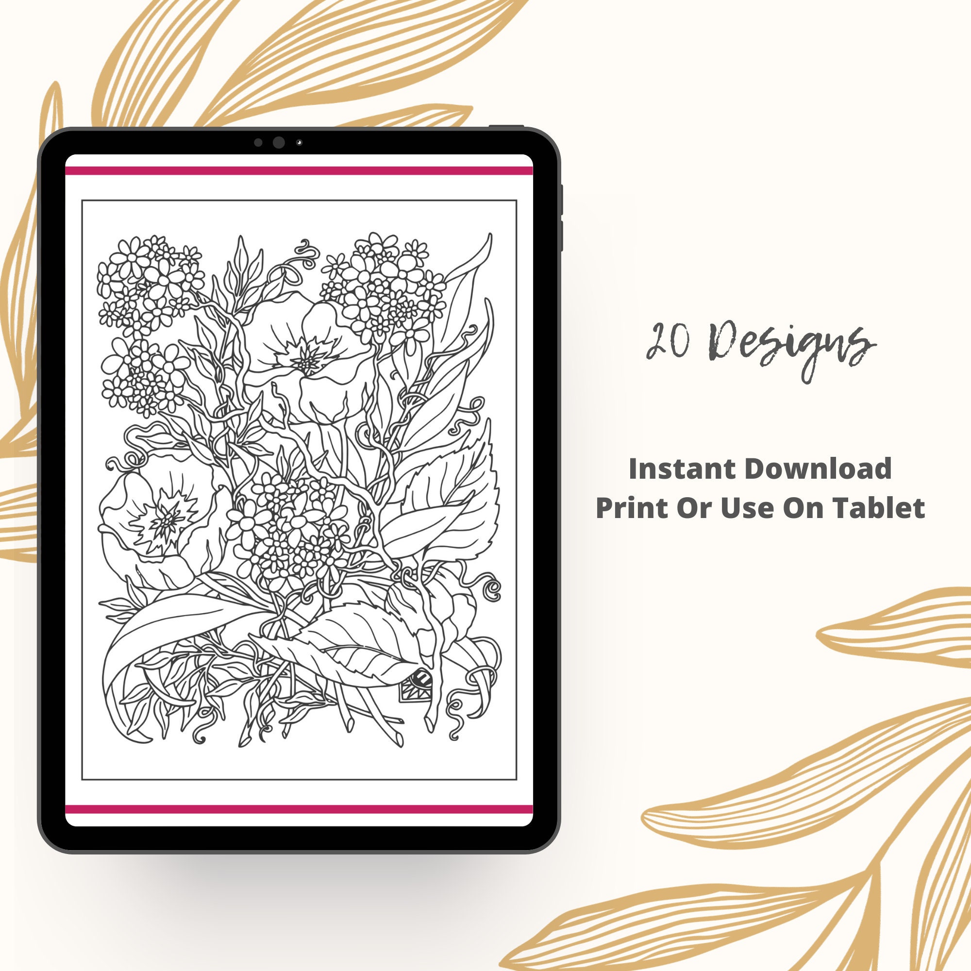 Floral Adult Coloring Book - Etsy