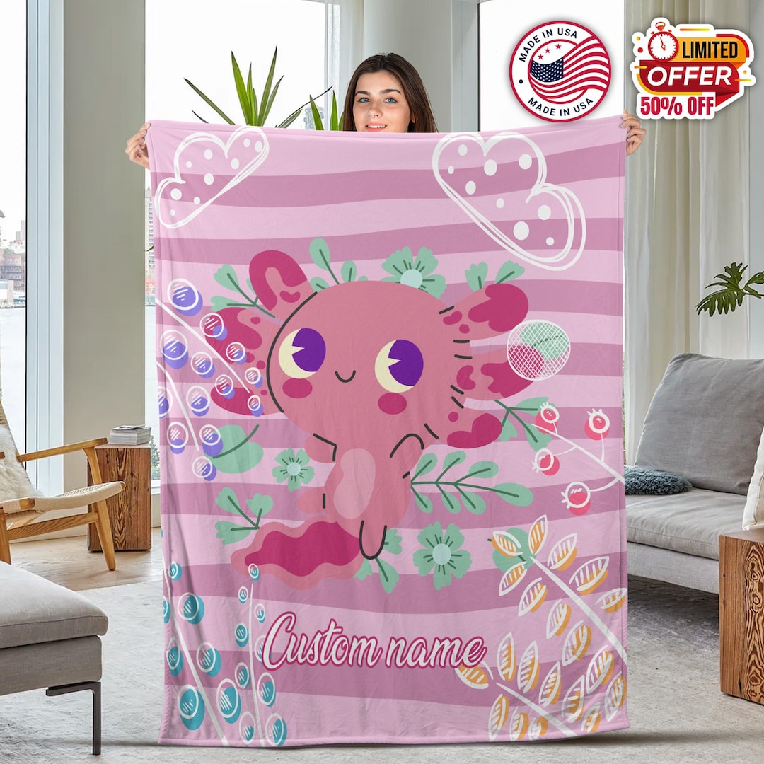 SKT T1 Axolotl ブランケット キュート Axolotl ギフト 女の子 女性用 ピンク アホロートル 動物 魚 ブラック フランネル ブ SKT T1 Axolotl ブランケット キュート Axolotl ギフト 女の子 女性用