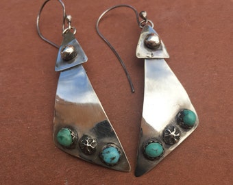 Sterling silver and Turquoise Dangle Earrings