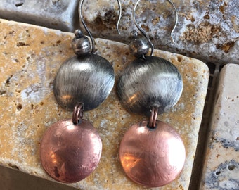 Sterling silver and Copper Coin Earrings