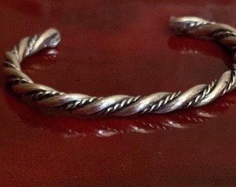 Sterling Silver twisted Rope Cuff Bracelet