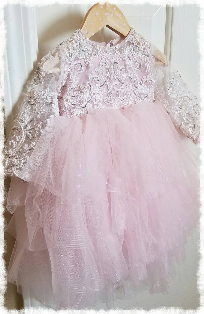 Long Sleeve net flower tutu dress