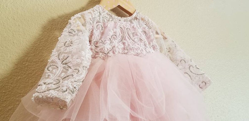 Long Sleeve net flower tutu dress