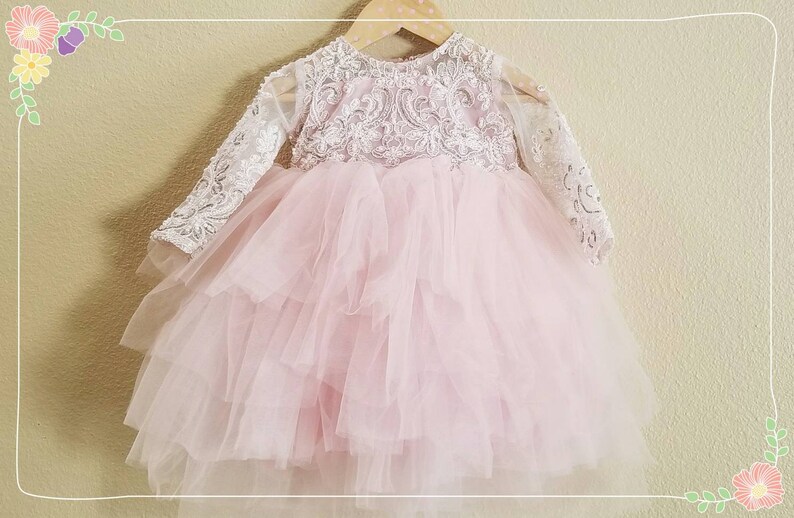 Long Sleeve net flower tutu dress