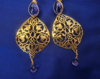 Amethyst chandelier filigree earrings
