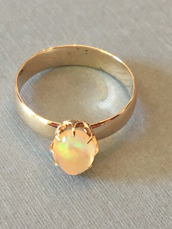 VICTORIAN Ethiopian Opal 14K Gold Claw Prong Set … - image 8