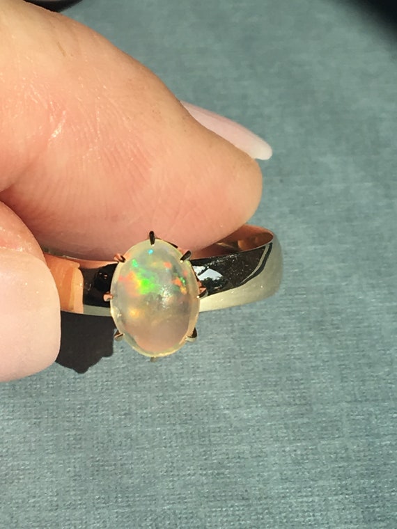 VICTORIAN Ethiopian Opal 14K Gold Claw Prong Set … - image 4