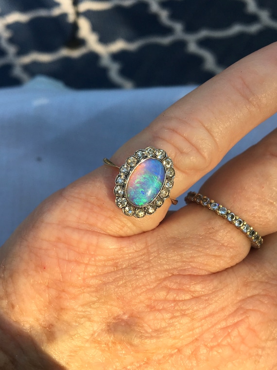 Art Nouveau Opal and Paste Ring | 9K Antique Opal… - image 10