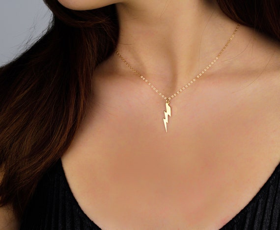 Lightning Bolt Necklace Simple Minimalist Everyday Jewelry Meaningful Sterling Silver or Gold Filled Necklace Gift for Friend Etsy