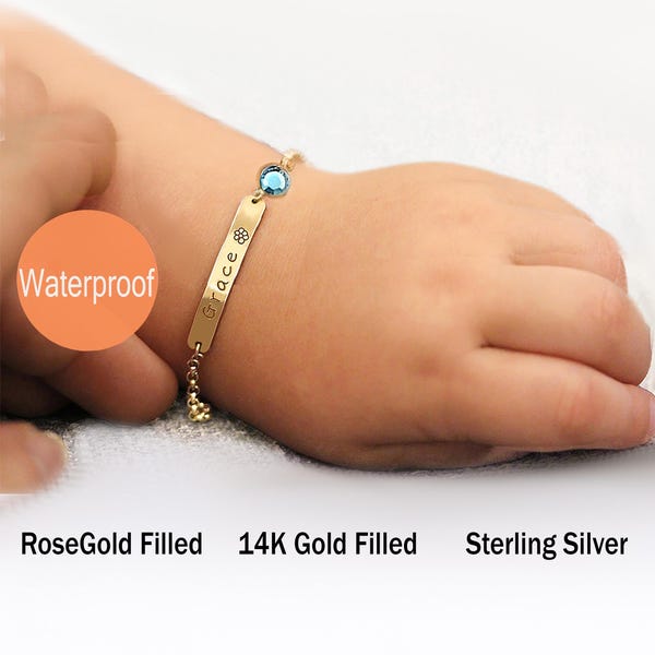 Baby bracelet gold, Birthday gift ideas for girl, Custom Baby name bracelet, New Baby girl gift personalized, Baby shower, Baptism