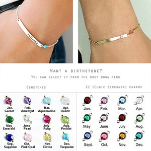 Custom Bar Bracelet, Stacking Bracelet, Custom Name Bracelet, Birthstone Jewelry, Mothers day gift, Nameplate Bracelet image 5