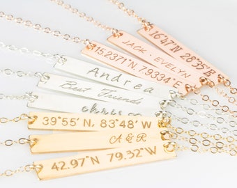 Gold Bar necklace, personalized gold bar necklace, custom name, monogram, Nameplate necklace, 30x5