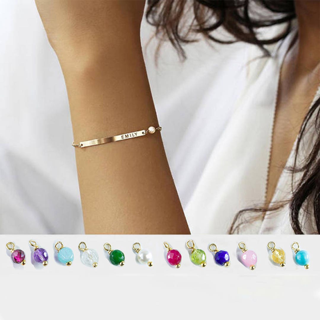 Mom Bracelet With Children Names, Mothers Rose Gold Bar Bracelet, Silver Custom Engraved