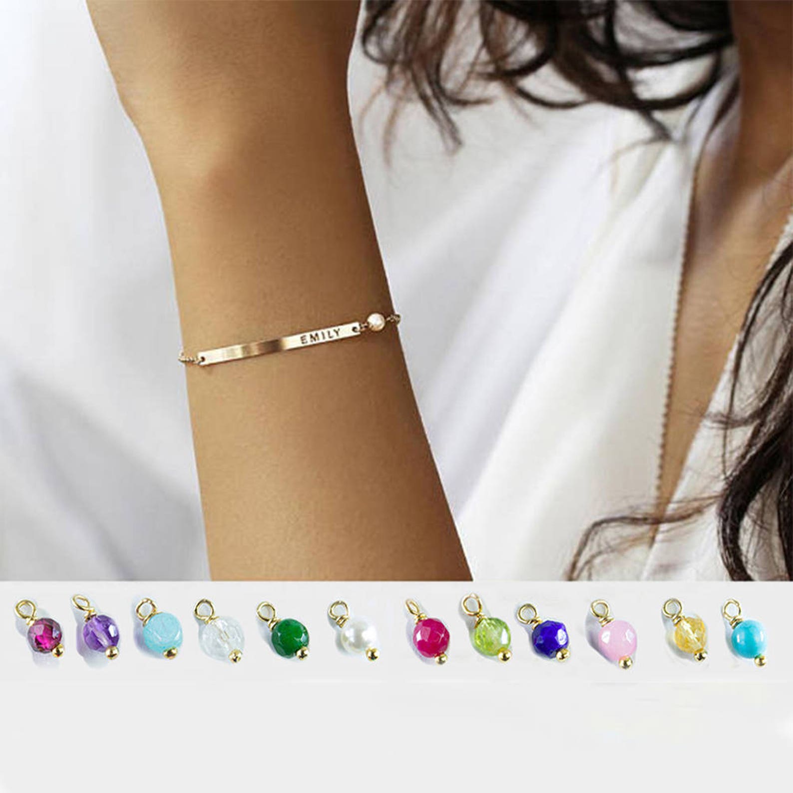 Mom Bracelet With Children Names Mothers Rose Gold Bar Etsy