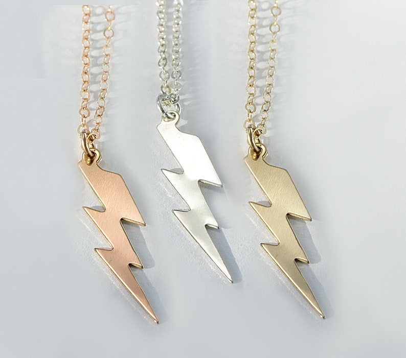 Lightning Bolt Necklace Simple Minimalist Everyday Jewelry Etsy