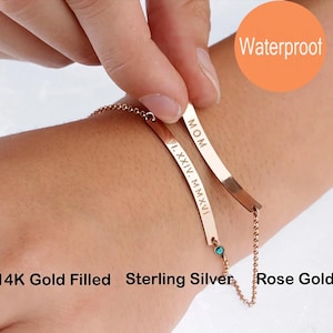 Personalized Gold  Bar bracelet, Custom Name Bracelet, Engraved Bracelet, Initial Nameplate Bracelet, Monogram Bracelet, Bridesmaids Gift