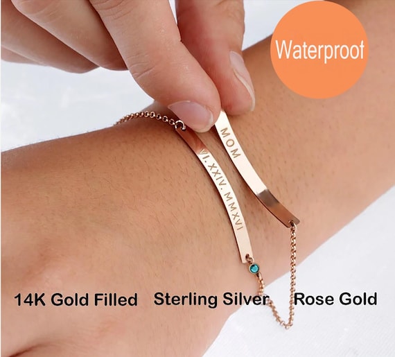Personalized Gold Bar bracelet, Custom Name Bracelet, Engraved Bracelet, Initial Nameplate Bracelet, Monogram Bracelet, Bridesmaids Gift