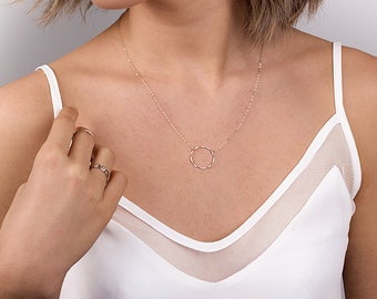 Minimalist necklace, Circle necklace Gold, Circle necklace Silver, Sterling silver Karma necklace, Rose gold Circle necklace, Every day gift