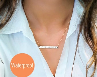 Custom coordinates necklace, Engraved Coordinates bar necklace Personalized Bridesmaids gift Coordinate jewelry Location necklace Bridesmaid