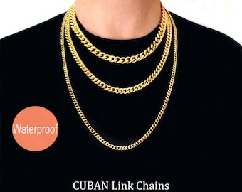 Mens chain, Necklace for men, Cuban link chain, Gift for boyfriend, Chunky chain, Gold stainless steel necklace, Birthday gift for him