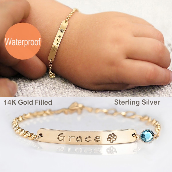 Baby bracelet gold, Birthday gift ideas for girl, Custom Baby name bracelet, New Baby girl gift personalized, Baby shower, Baptism