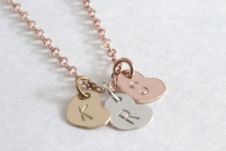 Initial Necklace, Personalized Heart necklace, Gold, Silver, Rose Gold, Valentines jewelry,Gift for friend, Grandma Mothers Necklace image 5