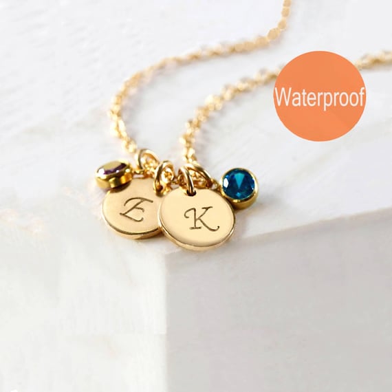 Mom Necklace with Kids Initials, Birthstone Necklace for Mom in 14K Gold filled and Sterling silver with Satellite chain, Expecting Mom gift