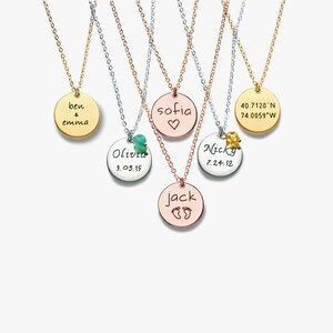 Personalized Gold Disc Necklace, Mommy Silver Disc Necklace, Personalized Kids names necklace, Grandma necklace, Mothers day gift image 9