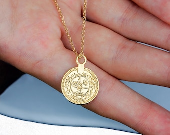 Ottoman Gold Coin necklace Ancient coin necklace, Antique medallion, Tribal coin necklace, Gift for women, TK-13