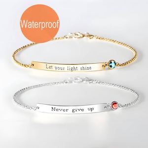 Quote bracelet, Personalized inspirational bracelet, Custom quote bracelet, Gold bar bracelet, Motivational personalized, Bridesmaids gift